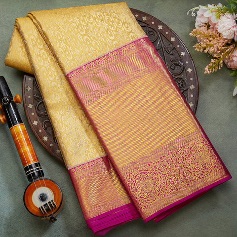 Beige Handloom Brocade Silk Saree