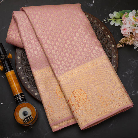 Pale Pink Pure Kanchivaram Brocade Silk Saree