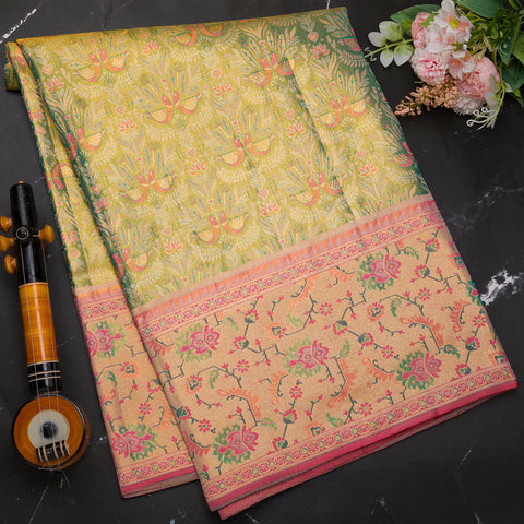 Elaichi Green Pure Kanchivarm Tissue Brocade Silk saree