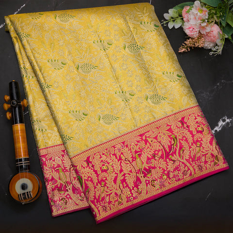 Light Mint Green Pure Kanchivarm Tissue Brocade Silk saree