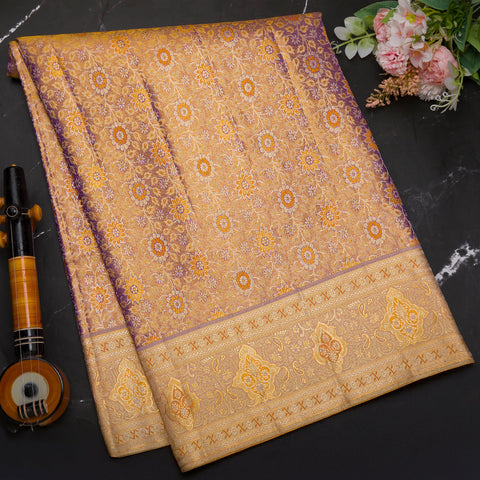 Lavender Pure Kanchivarm Tissue Brocade Silk saree