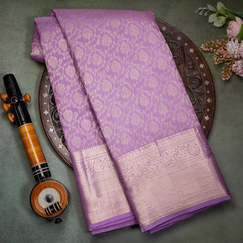 Lavender Kanjeevaram Brocade Silk Saree