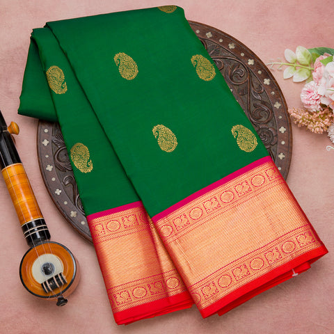 Bottle Green Kanchivaram Traditional Silk Saree