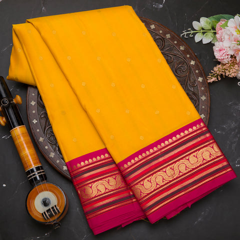 Mustard Yellow Kanchivaram Traditional Silk Saree