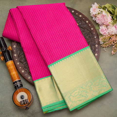 rani pink with green combination kanjivaram silk saree