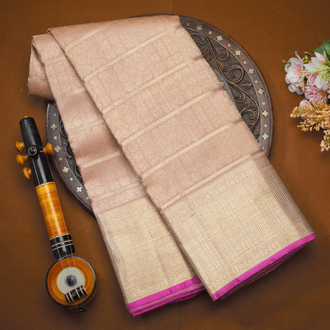 Onion Pink Pure Kanjeevaram Brocade Silk Saree