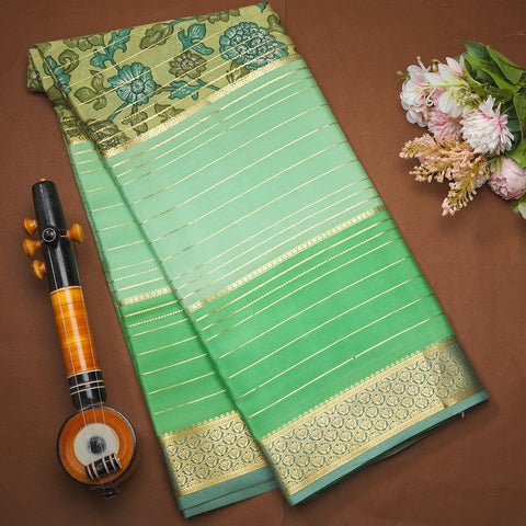 Green Pure Mysore Crape Printed Saree