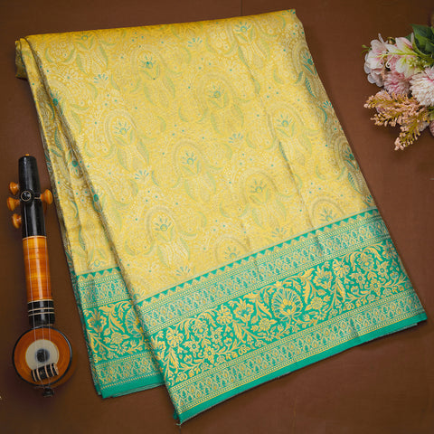 Elaichi Green Pure Kanjeevaram Tissue Brocade Silk Saree