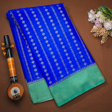 Royal Blue Semi Georgette Fancy Saree