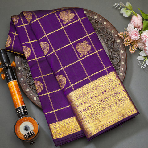 Purple Pure Kanjeevaram Traditional Silk Saree