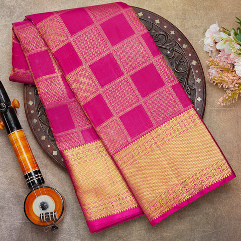 Rani Pink Pure Kanjeevaram Brocade Silk Saree