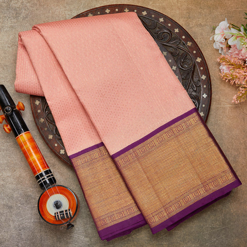 Light Pink Pure Kanjeevaram Brocade Silk Saree