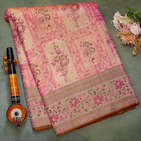 Pink Pure Tissue Kanjeevaram Silk Saree