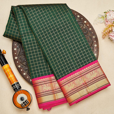 Bottle Green Kanjeevaram Silk Saree