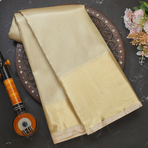 Cream Semi Silk Tissue Brocade Saree