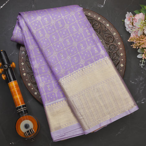 Lavender Semi Silk Tissue Brocade Saree