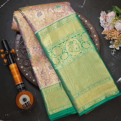 Light Lavender Kanjeevaram Tissue Brocade Silk Saree