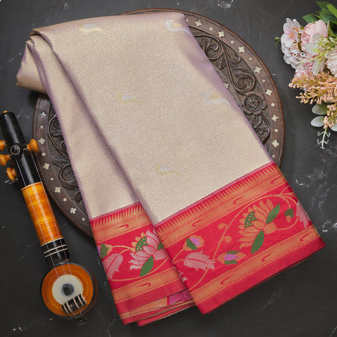 Lilac Semi Silk Tissue Brocade Saree