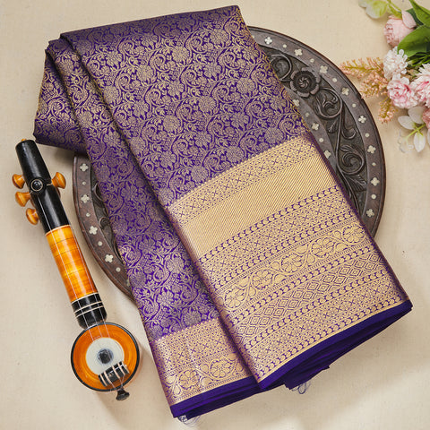 Purple Pure Kanjeevaram Brocade Silk Saree