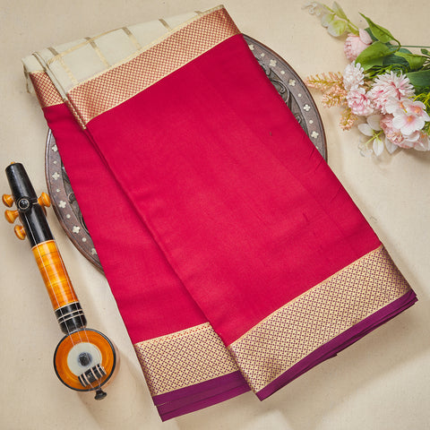 Beige 2D Pure Mysore Crape Silk Saree