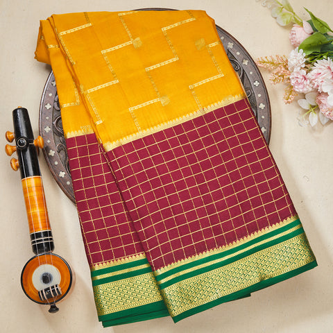 Mustard 2D Pure Mysore Crape Silk Saree