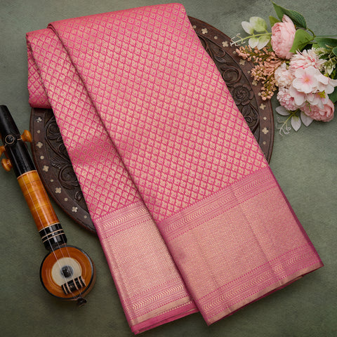 Pink Brocade Pure Kanchivaram Silk Saree