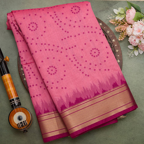 Dark Pink Tusser Silk Saree