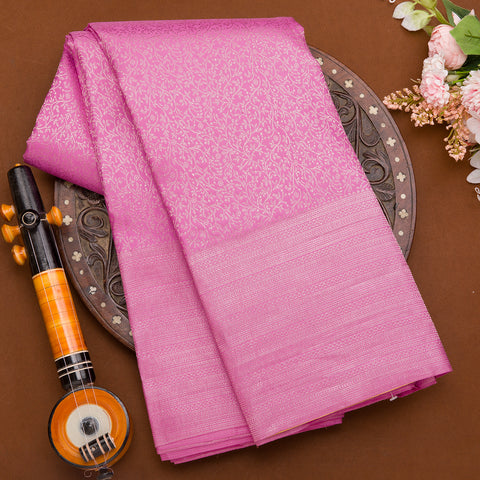 Light Pink Silver Jari Brocade Silk Saree