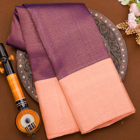 Purple Kanchivaram Brocade Silk Saree