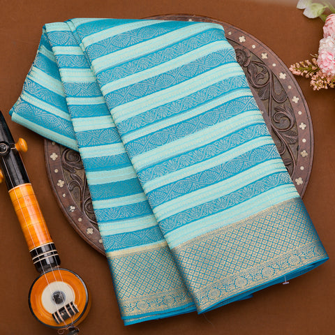 Sky Blue Mysore Silk Brocade Silk Saree