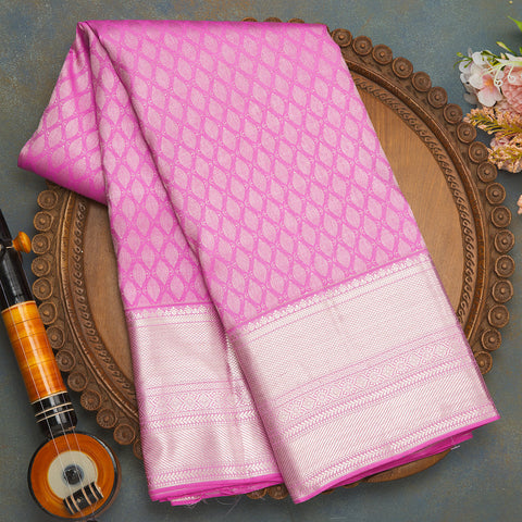 Lilac Pink Kanjeevaram Silk Saree