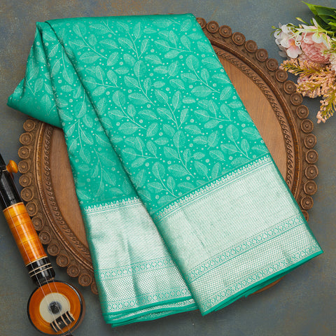 Sea Green Pure Kanjeevaram Brocade Silk Saree