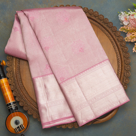 Onion Pink Pure Kanjeevaram Brocade Silk Saree