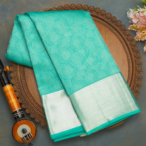 Sky Blue Pure Kanjeevaram Brocade Silk Saree