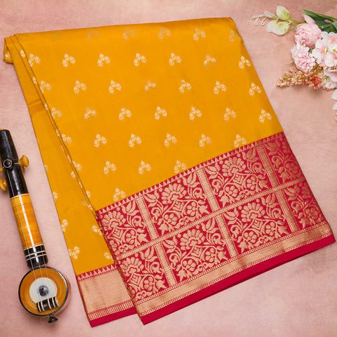 mustard yellow soft silk saree