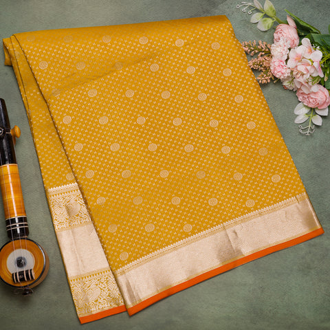 mustard yellow soft silk saree