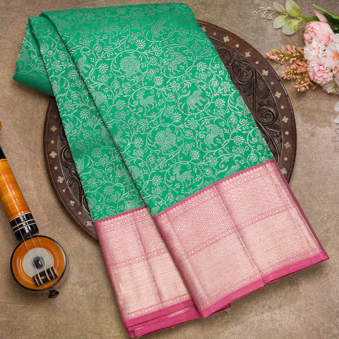 sea green kanjeevaram brocade silk saree