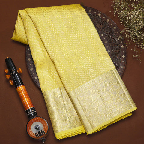 Lemon Yellow Kanjivaram Silk Saree