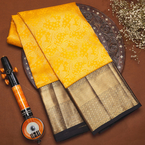 Yellow Kanjivaram Brocade Silk Saree