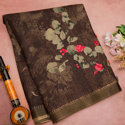 Coffee Brown Semi Tussar Saree