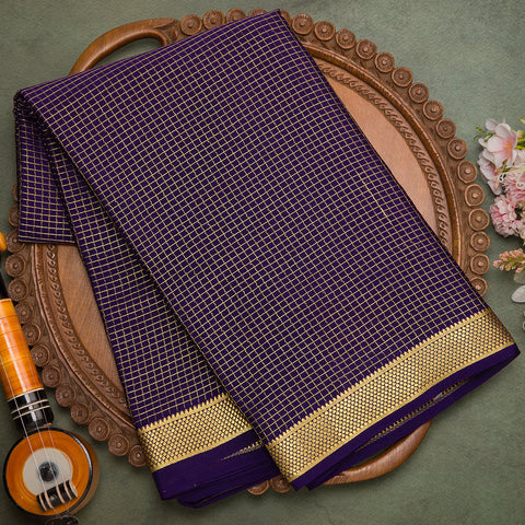 Navy Pure Mysore Crepe Silk Saree