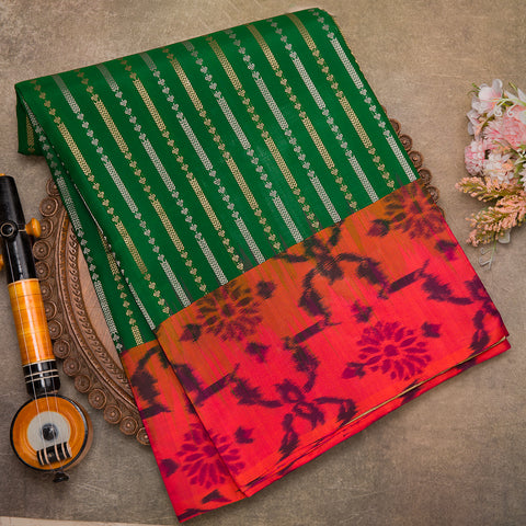 Bottle Green Pure Soft Silk Saree