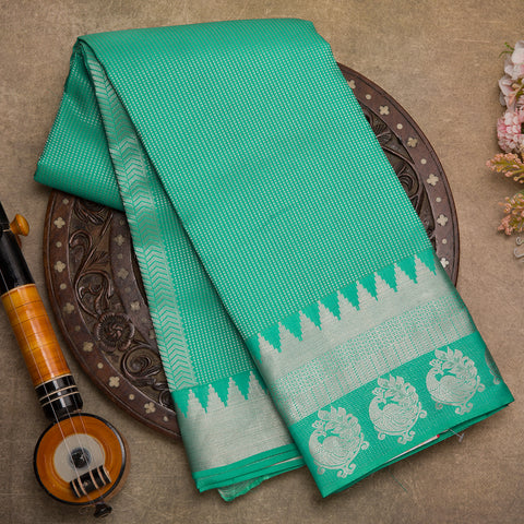 Aqua Green Pure Kanjivaram Silk Saree