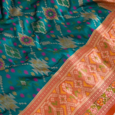 Blue Ikkat Semi Silk Saree