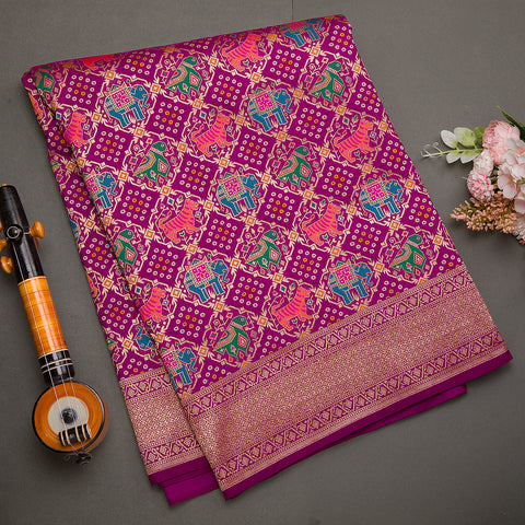 Magenta Pink Benarasi Silk Saree