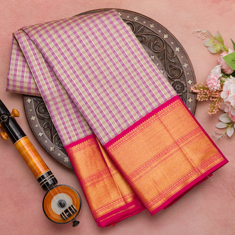 Lavendar Colour Traditional Kanjivaram Silk Saree