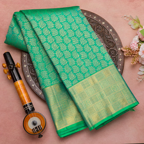 Pastel Green Kanjivaram Kanjivaram Brocade Pure Silk Saree