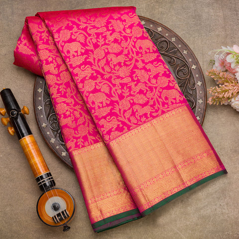 Magenta Pink Kanjivaram Pure silk saree