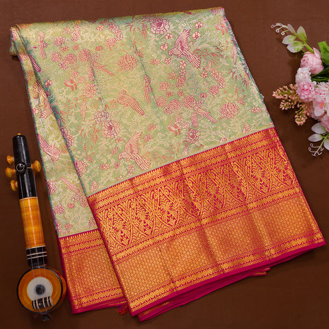 Sea Green Kanjiavaram Tissue Silk Saree