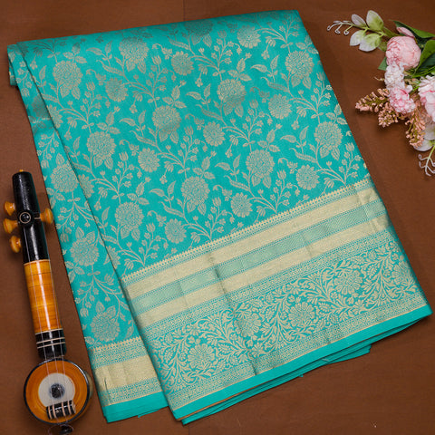 Aqua Blue Soft Silk Saree